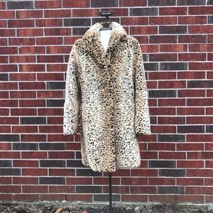 Vintage faux fur coat leopard/animal print